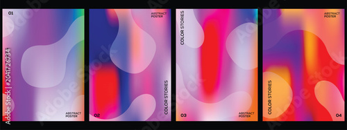 Modern Abstract Poster Set Featuring Colorful Gradient Blurs, Fluid Organic Forms and Contemporary Design Layouts