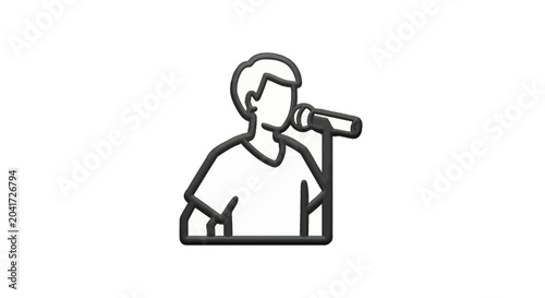 Minimalist outline of a person speaking into a microphone
