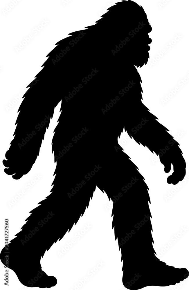 Fototapeta premium A large hairy creature walks through a forest environment in profile view