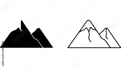 Foto Minimalist Mountain Range Icons Set in Black