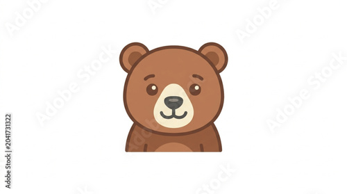 Obraz na płótnie Cute cartoon brown bear head illustration.