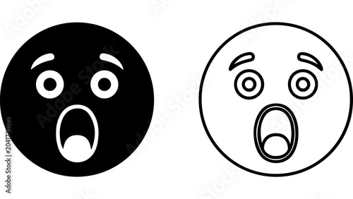 Schilderij op canvas Shocked Surprised Face Emoji Expression Icons Set