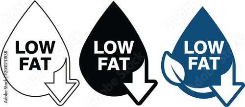 Bilde på lerret Diet and nutrition low fat badge icon with droplet and decline arrow minimal vec