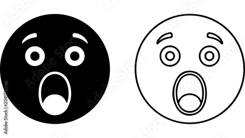 Tableau sur toile Surprised Shocked Expression Emoji Outline and Solid Icon