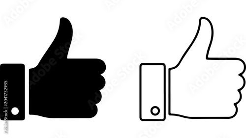 Set of Solid and Outline Thumb Up Icons