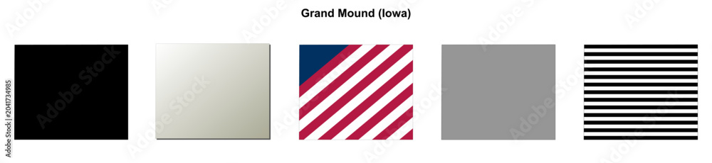 Fototapeta premium Grand Mound (Iowa) blank outline map set