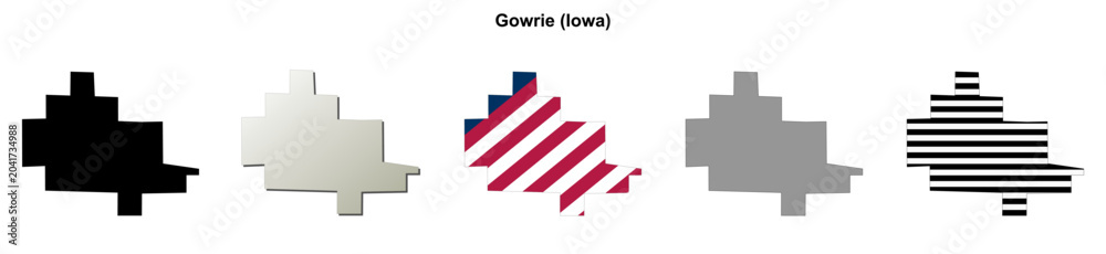Fototapeta premium Gowrie (Iowa) blank outline map set