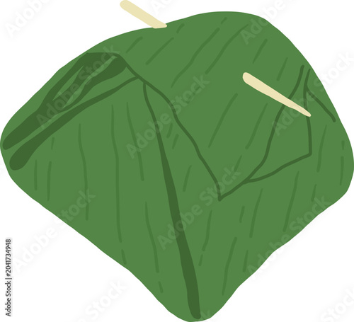 Hand-drawn Thai sticky rice wrapped in banana leaf vector illustration