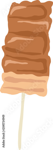 Hand-drawn Thai grilled pork skewer vector illustration