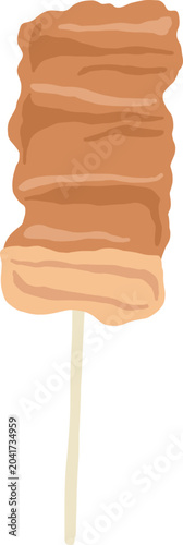 Hand-drawn Thai grilled pork skewer vector illustration