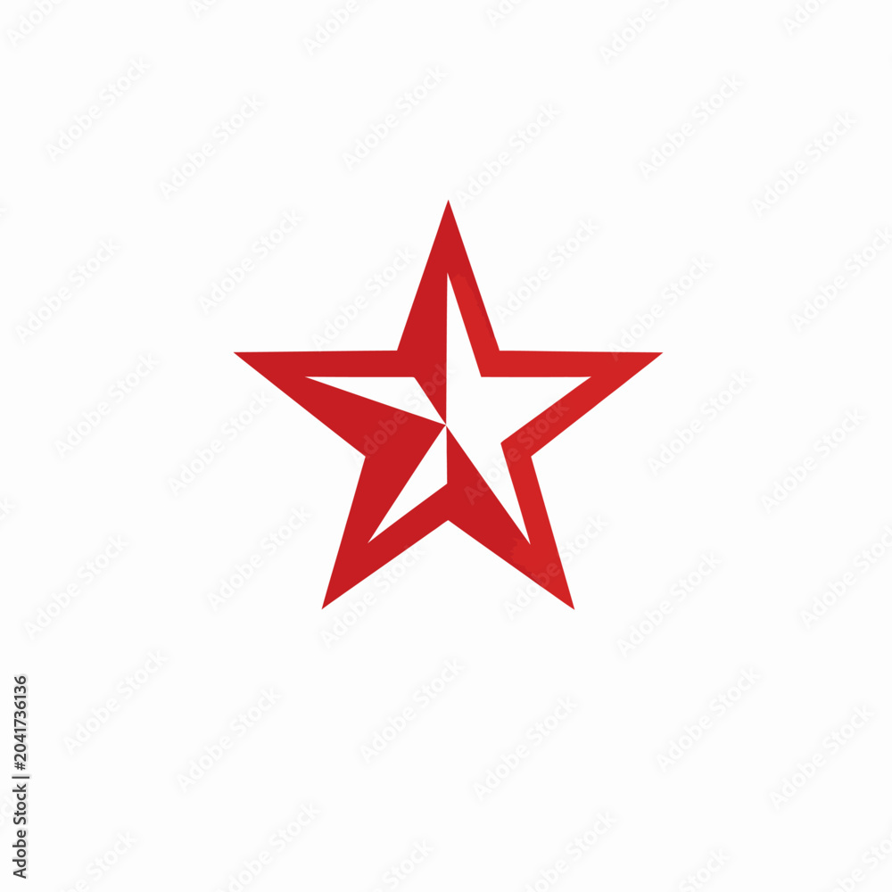 Obraz premium Bold red geometric outline star vector symbol.
