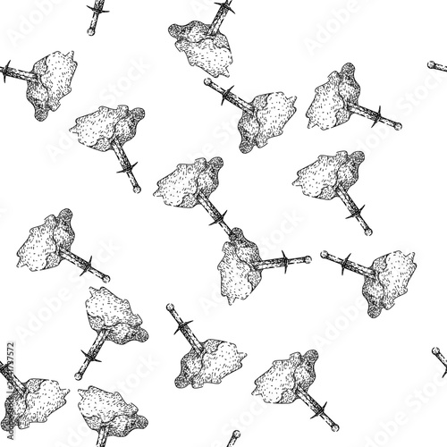 Fotografie seamless pattern legend sword stone hand drawn