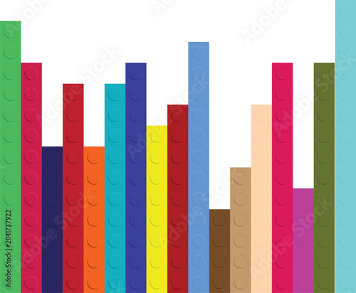 Colored plastic toy bricks. Realistic vector bricks . Abstract banner