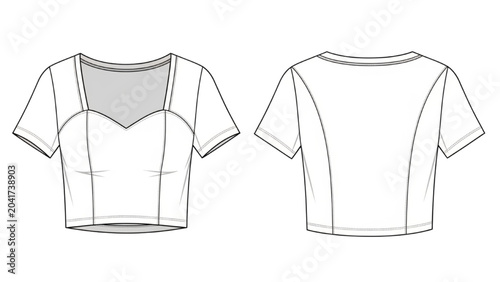 Bild auf Leinwand 2D CAD Vector illustration of a short-sleeved top design