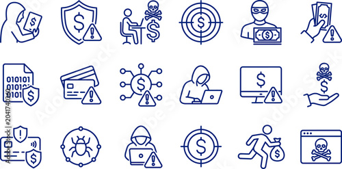 Tableau sur toile Financial security icons protecting money from cyber threats and online fraud