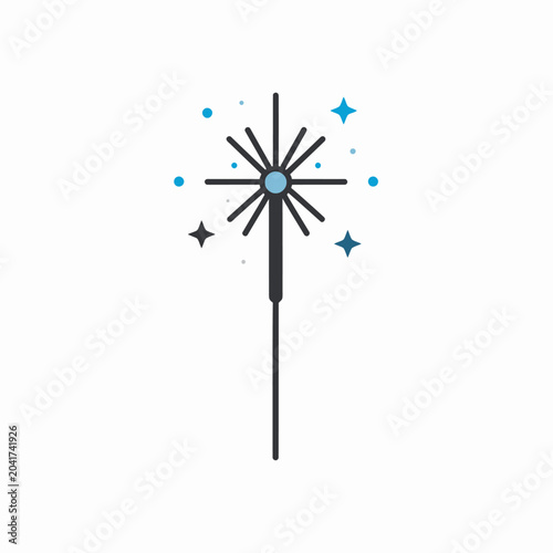 Symmetric sparkler with light blue and grey stars.