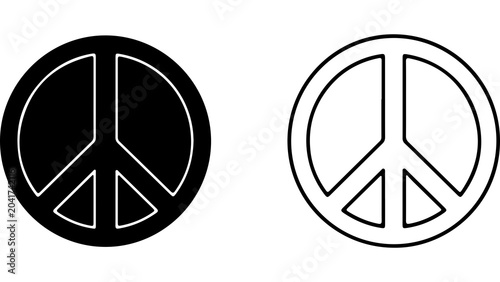 Tableau sur toile Black And White Peace Sign Vector Icons