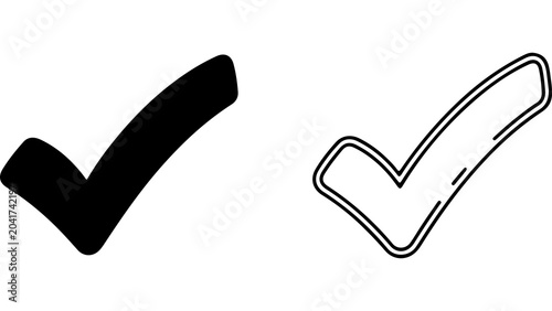 Tableau sur toile Black and Outline Check Mark Icons Set