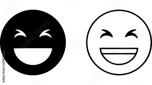 Bild auf Leinwand Set Of Black And White Laughing Emoticons