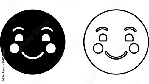Foto Black and White Cute Smiling Face Emoticon Set