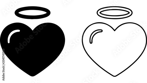Фотография Black and White Angel Heart Icons Set
