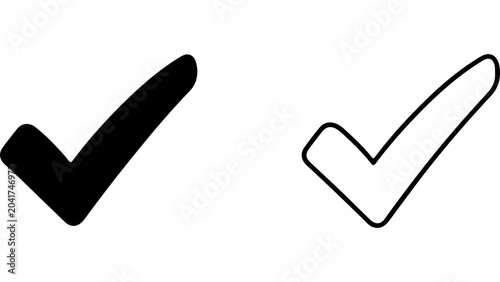 Schilderij op canvas Black Check Mark Icons Set on White Background