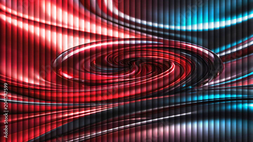 Photos Abstract red and blue spiral tunnel with geometric light motion and textured dig