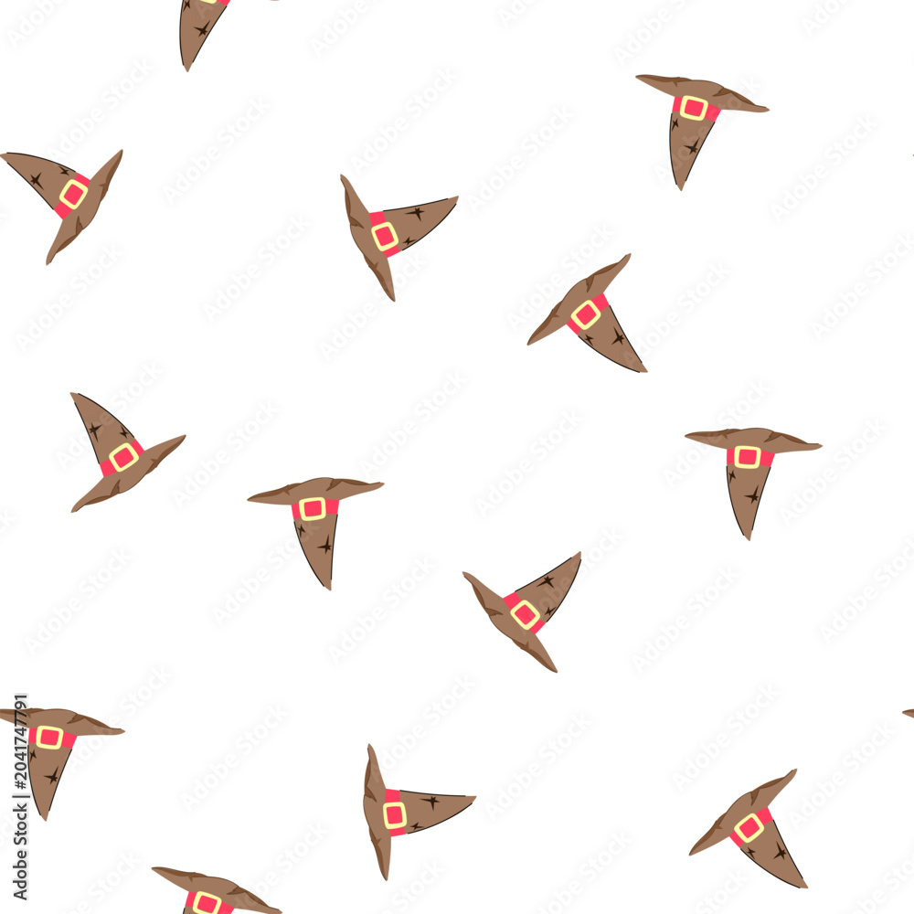 Obraz premium pattern magician wizard hat cartoon. fantasy object, sorcery black, warlock decoration magician wizard hat sign. seamless symbol vector illustration