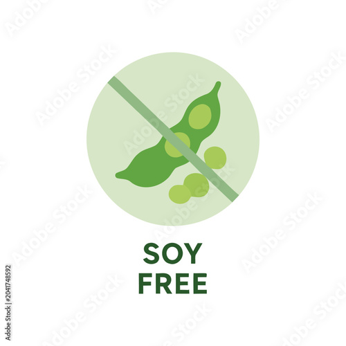 Flat soy free food label icon isolated for allergy safe packaging healthy nutrition menu grocery product labeling 4k alpha channel