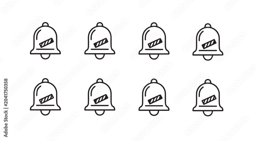 Fototapeta premium Notification Bell Icons in a Row on White Background Minimalist Design