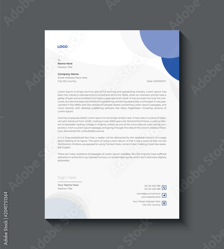 Creative Blue Wave Letterhead Template