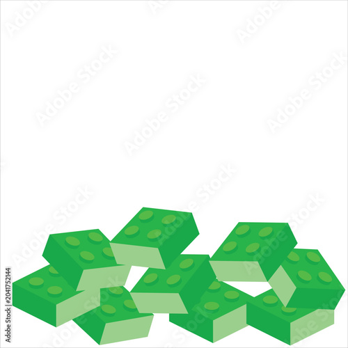 Green Toy Building Blocks Border Template with Copy Space