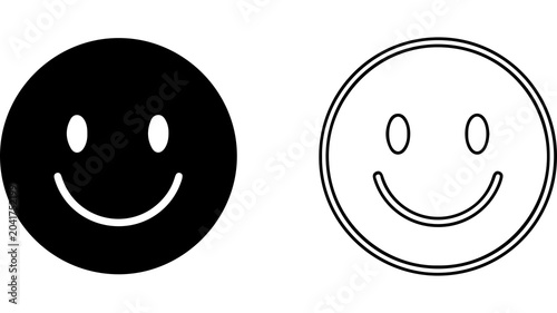 Фотография Black and White Happy Smile Face Icons Set