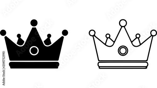 Photography Minimalist Crown Icon Silhouette And Outline Set