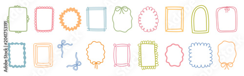 Foto Frame set pastel colorful vector doodle border collection for stationery design
