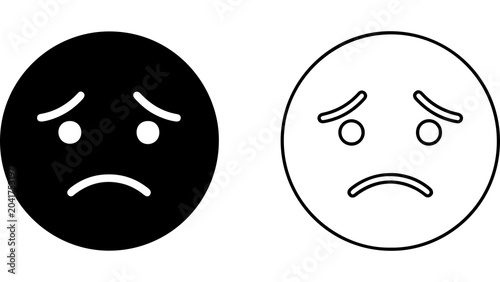 Tableau sur toile Set of Sad Face Emoticon Icons