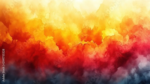 Vibrant Watercolor Abstract Background With Fiery Red Orange And Yellow Hues