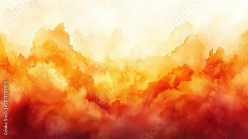 Vibrant Abstract Watercolor Background With Blazing Orange Red And Yellow Hues