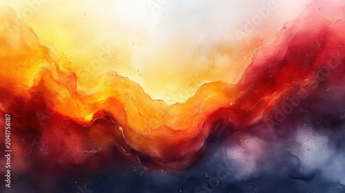 Fiery Abstract Nebula Swirl With Golden Sparkles And Dark Blue Hues In Cosmic Explosion