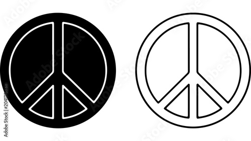 Photos Minimalist Black and White Peace Sign Icons Set