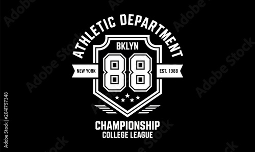 Vintage Brooklyn athletic department shield emblem for t-shirt design in image_0d7aa6.png.