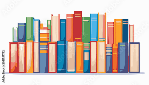 A vibrant collection of assorted books stands neatly arranged