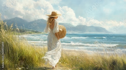 woman in white dress at the beach