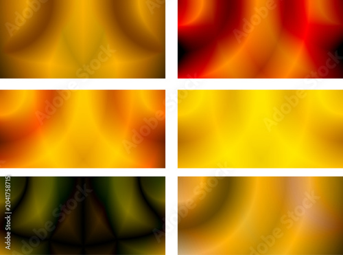 abstract wave gradient backgrounds featuring warm colors like yellow, orange, and red.  Versatile vector graphics can be used for various creative projects, including presentations or digital art.