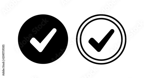 Foto Modern circular check mark icon set for status confirmation, showing completion and validated success
