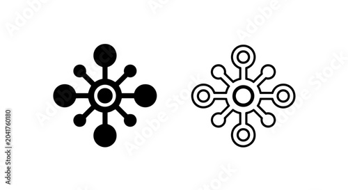 Cuadro en lienzo Central Network Hub Icon: Molecular Connection, Technology, Data Distribution, a