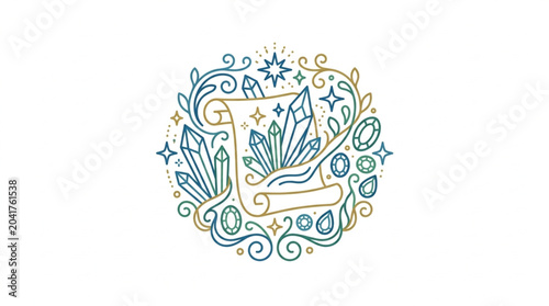 Tableau sur toile Decorative Letter L Surrounded by Crystals and Swirls.