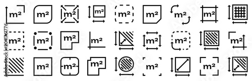 Fotografie Area measurement icon collection