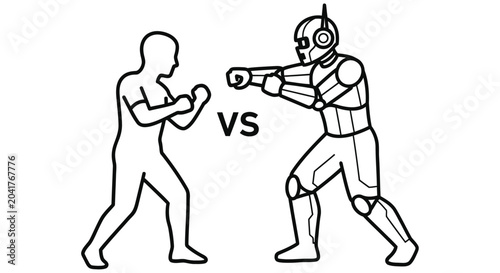 Bilde på lerret A stark illustration depicts a human versus a robotic opponent