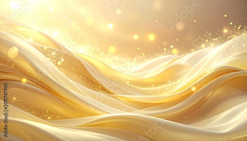 光り輝くクリーム色の抽象的な流体デザイン / Glowing cream color abstract fluid design (Generative AI)